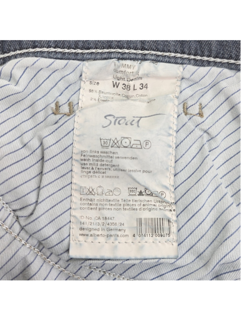 Alberto Tommy Comfort Fit Jeans Mens 39x28 Blue Stretch Denim Germany - Picture 7 of 13